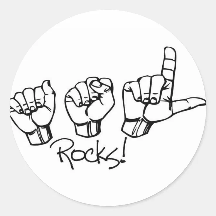Asl Rocks Black And White Sticker Zazzle