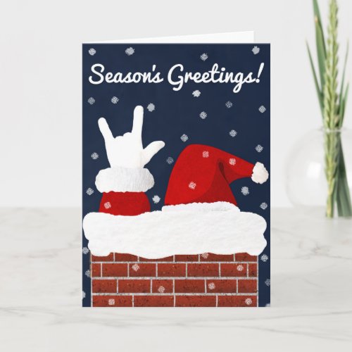 ASL Santa w I Love You Handshape Christmas Card