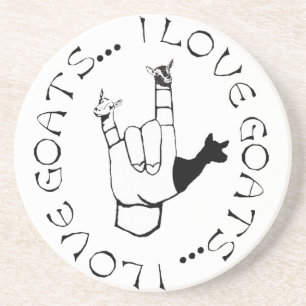 ASL SIGN I LOVE GOATS! DRINK COASTER