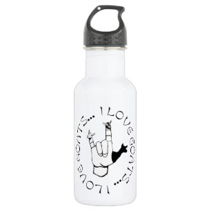 ASL SIGN I LOVE GOATS! STAINLESS STEEL WATER BOTTLE