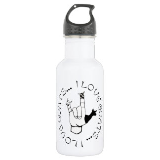 ASL SIGN I LOVE GOATS! STAINLESS STEEL WATER BOTTLE