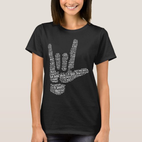 ASL Sign I Love You in 40 Different Languages AS T_Shirt