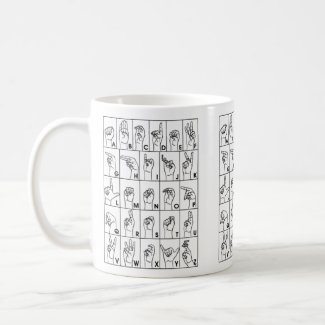 ASL Sign Language Alphabet Coffee Cup Mug