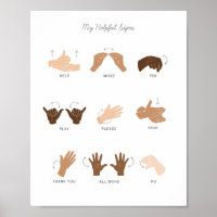 ASL Sign Language & Basic Signs Artwork Classroom