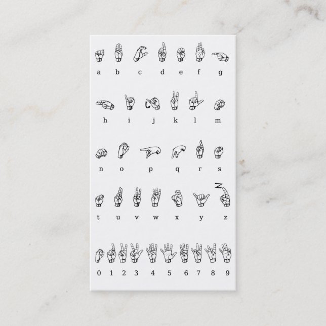 ASL, Sign Language Business Card (Front)