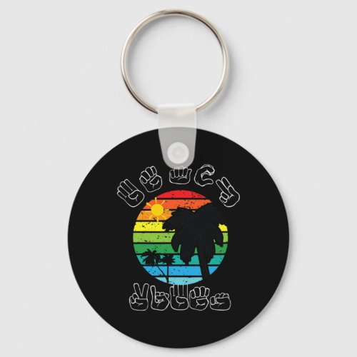 Asl Sign Language Clothes Beach Deaf Awareness Top Keychain