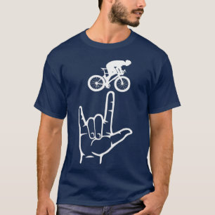 ASL Sign Language Cycling Sport I Love You Hand T-Shirt