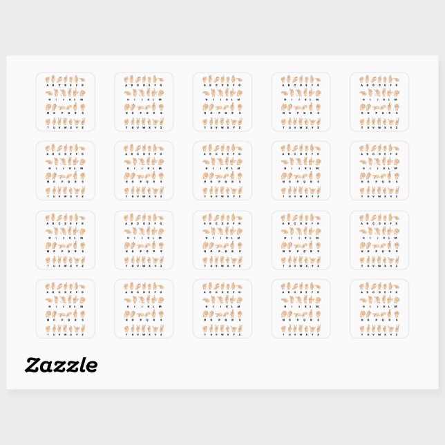 ASL Sign Language Hand Alphabet Teacher Square Sticker