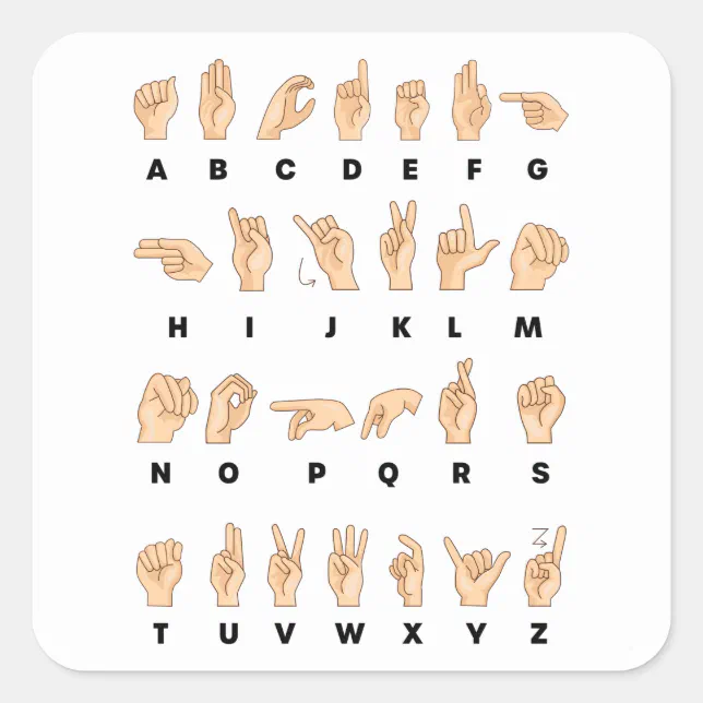 ASL Sign Language Hand Alphabet Teacher Square Sticker