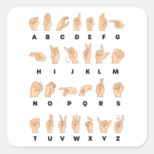 ASL Sign Language Hand Alphabet Teacher Square Sticker