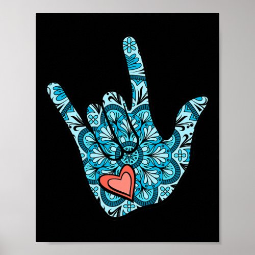 ASL Sign Language I Love You Gesture Heart Deaf Aw