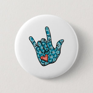 Asl Sign Language I Love You Gesture Heart Deaf Aw Button
