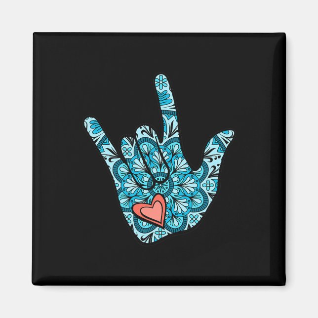 ASL Sign Language I Love You Gesture Heart Deaf Aw Magnet (Front)