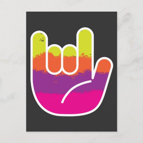 ASL Sign Language I Love You Tie Dye Postcard