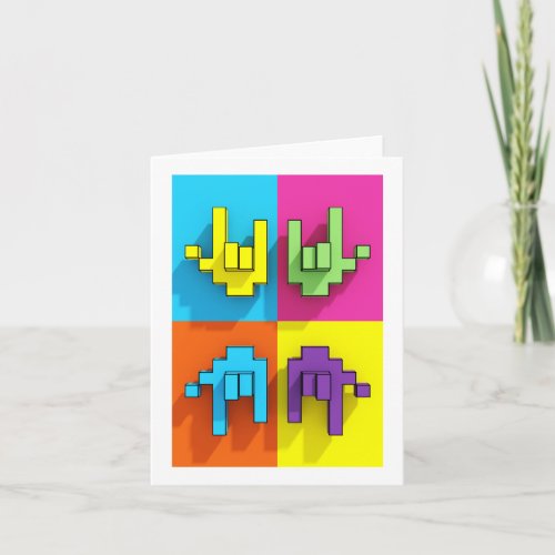 ASL Sign Language Pixel Love Pop Greeting Card