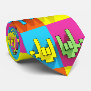ASL Sign Language Pixel Love Pop Neck Tie