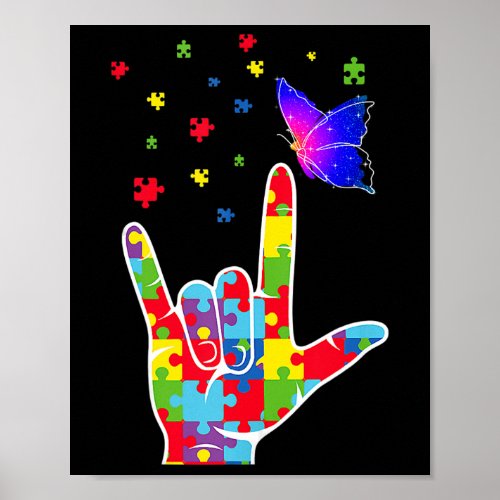 Asl Sign Language Puzzle Butterfly Autism Awarenes