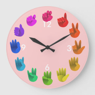 ASL Sign language rainbow color wheel light Large Clock