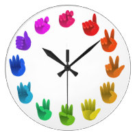 ASL Sign language rainbow color wheel light Large Clock