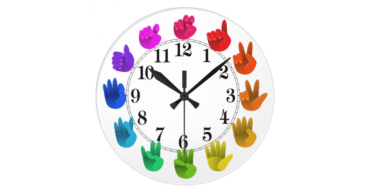 Asl Sign Language Rainbow Color Wheel Light Large Clock