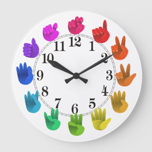 ASL Sign language rainbow color wheel light Large Clock