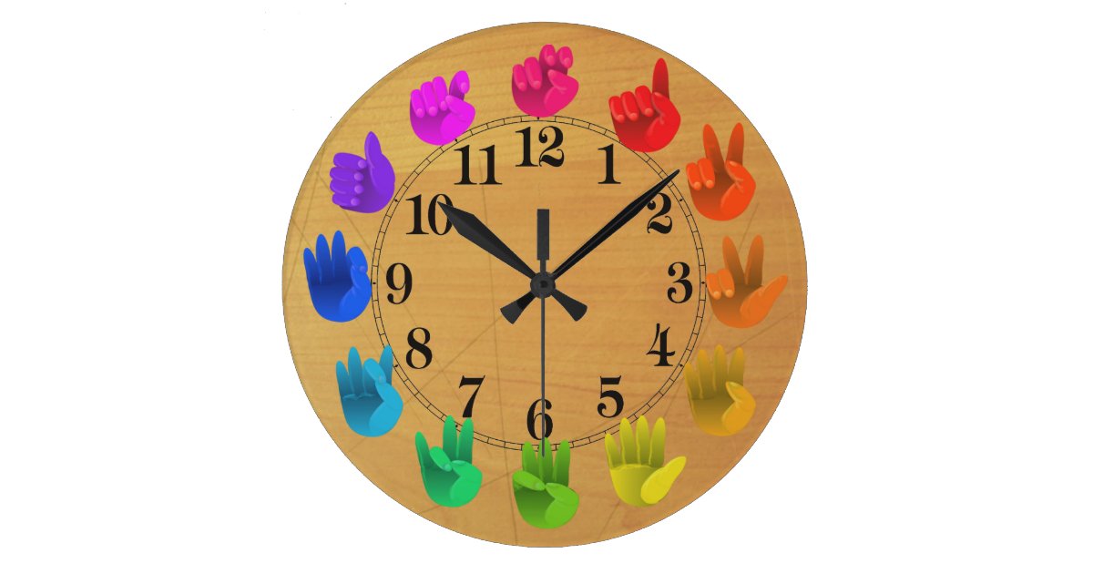 ASL Sign language rainbow icolori wheel wood Large iClocki 