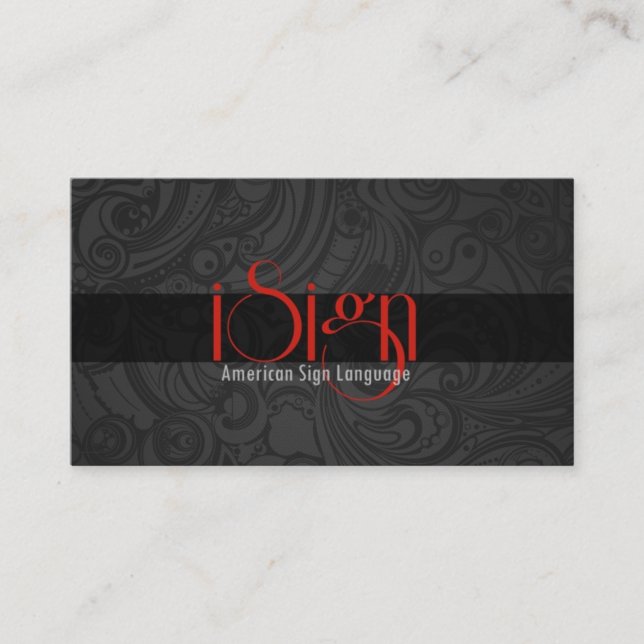 ASL, Sign Language,  Translator, Business Card (Front)