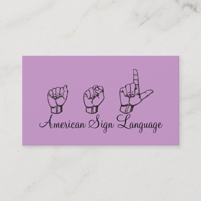 ASL, Sign Language,  Translator, Business Card (Front)