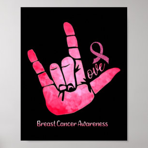 Asl Sign Love Breast Cancer Awareness Pink Ribbon
