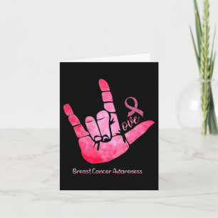 Asl Sign Love Breast Cancer Awareness Pink Ribbon Card