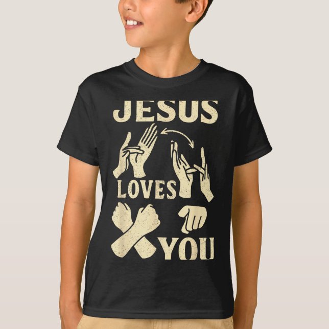 Asl Teacher American Sign Language Christian Jesus T-Shirt (Front)