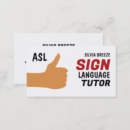 ASL Thumbs_up Gesture Sign Language Tutor Teacher Business Card