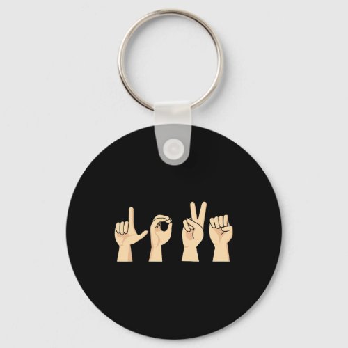 Asl Valentines Day Cute Sign Language Deaf Awarene Keychain