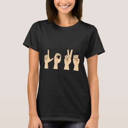 Asl Valentines Day Cute Sign Language Deaf Awarene T_Shirt