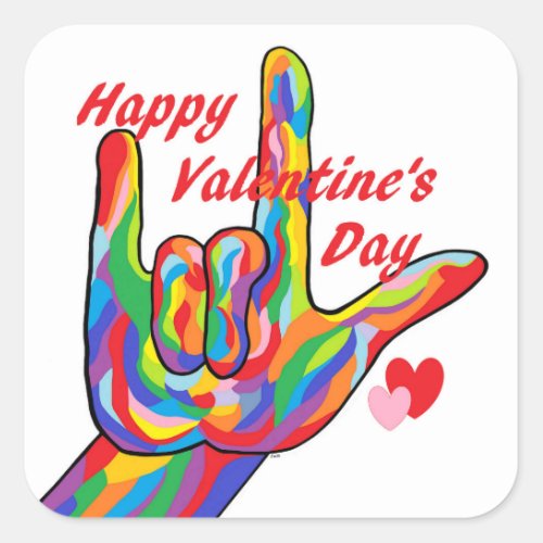 ASL Valentines Day I Love You Square Sticker