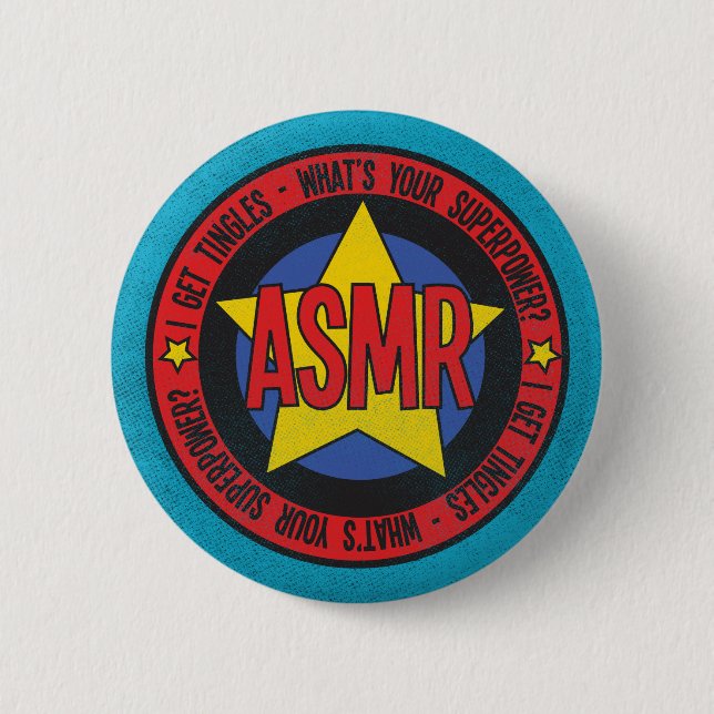 ASMR What's Your Superpower Distressed Logo Pinback Button (Front)