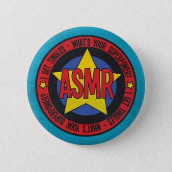 Asmr What's Your Superpower Distressed Logo Pinback Button by SnappyDressers at Zazzle