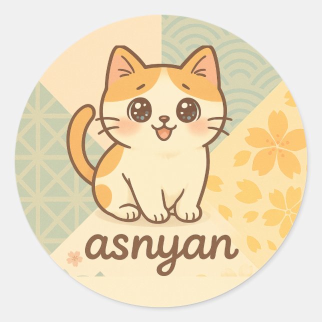 Asnyan | Sakura Cat Sticker – Cute Japanese Style (Front)