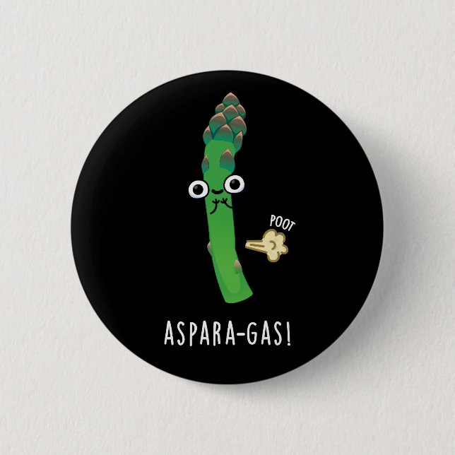 Aspara-gas Funny Asparagus Veggie Pun Dark BG Button (Front)