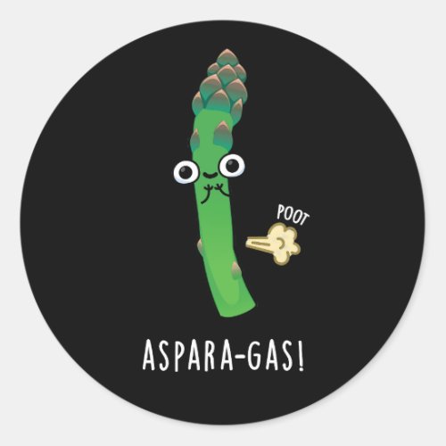 Aspara_gas Funny Asparagus Veggie Pun Dark BG Classic Round Sticker