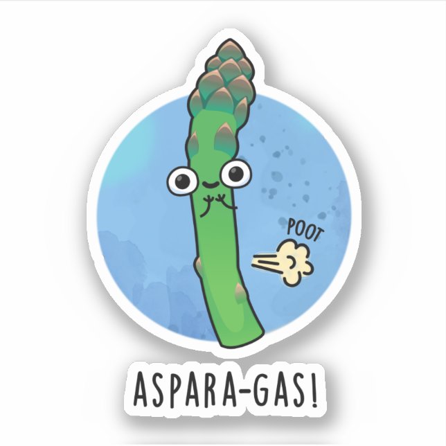 Aspara-gas Funny Asparagus Veggie Pun  Sticker (Front)