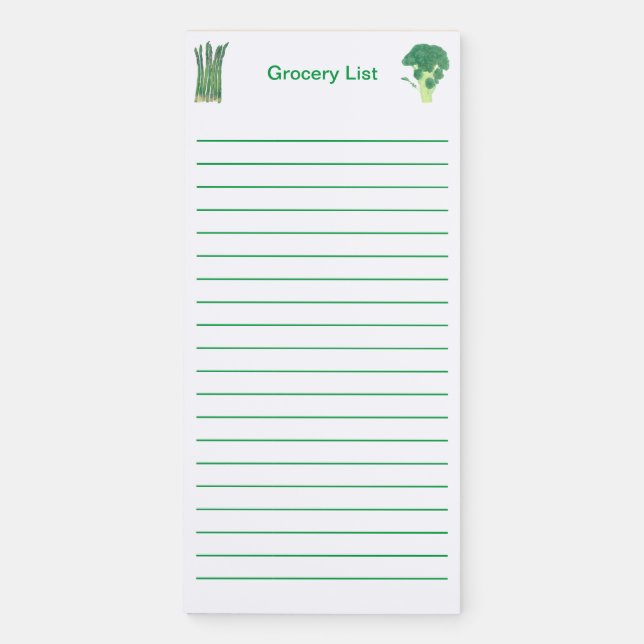 Asparagus and Broccoli Grocery List Notepads (Front)