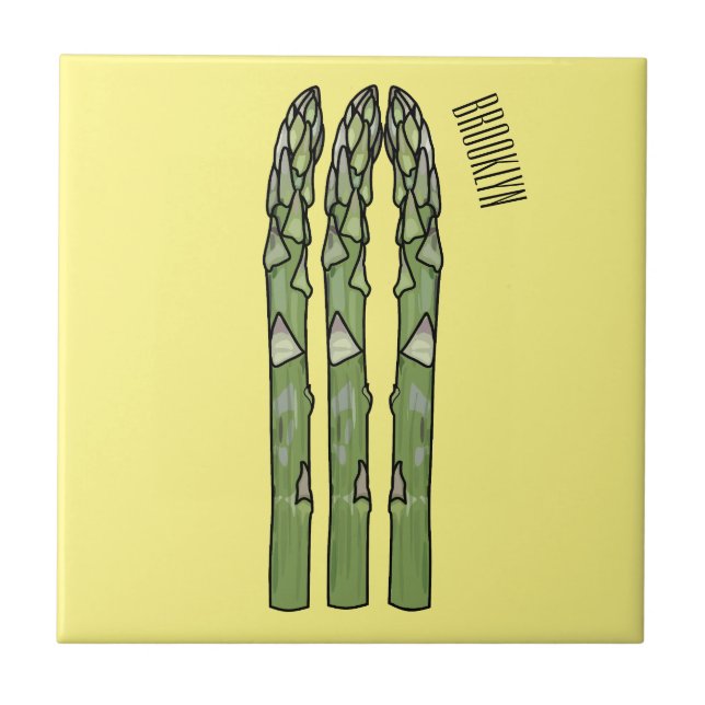 Asparagus cartoon illustration  ceramic tile (Front)