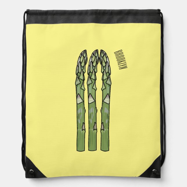 Asparagus cartoon illustration  drawstring bag (Front)