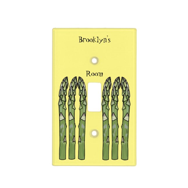 Asparagus cartoon illustration light switch cover (Front)