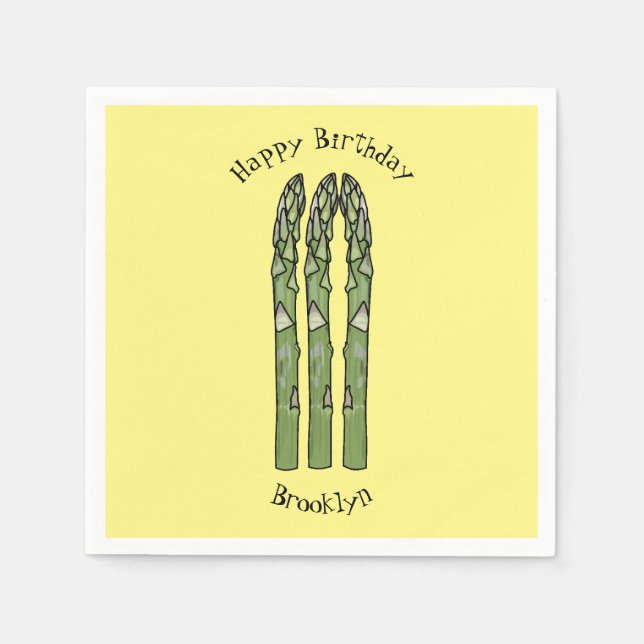 Asparagus cartoon illustration napkins (Front)