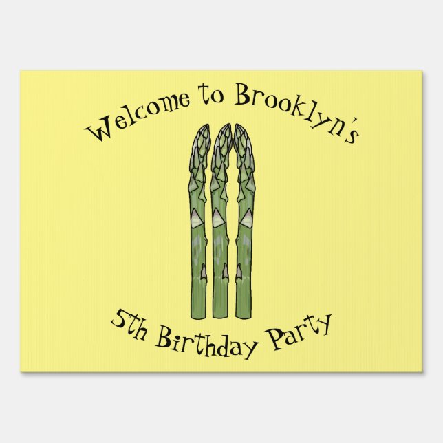 Asparagus cartoon illustration sign (Front)