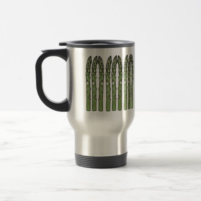 Asparagus cartoon illustration  travel mug (Left)