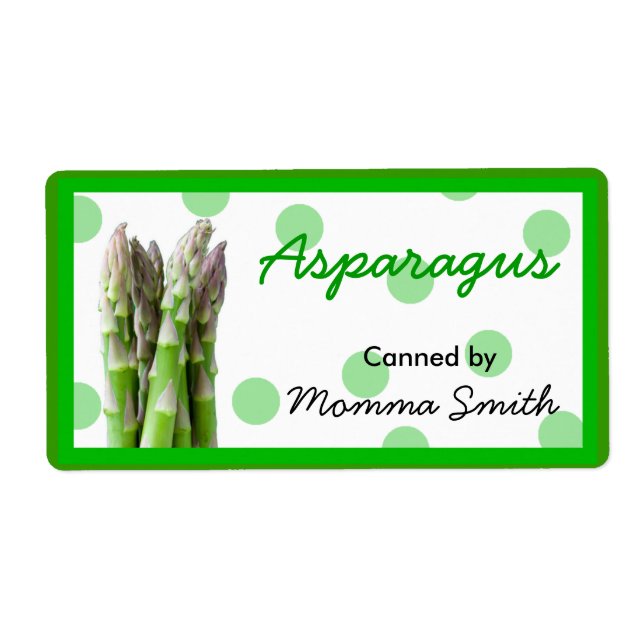 Asparagus Custom Canning Labels (Front)