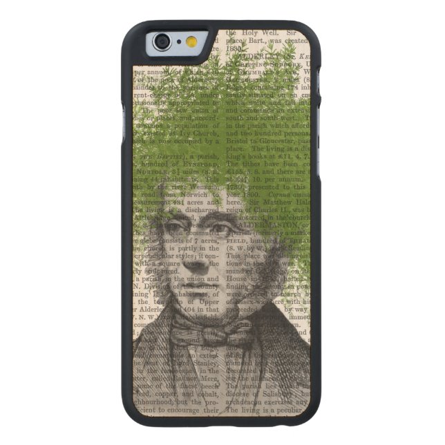 Asparagus Fern Head Plant Head Carved Wood iPhone Case (Back)